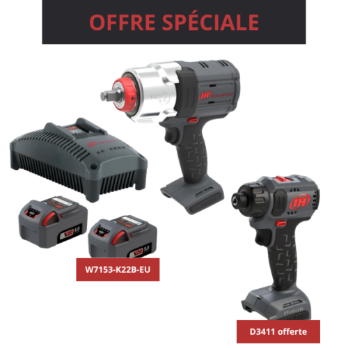 Offre spéciale : Clé à chocs W7153-K22B-EU + Visseuse compacte D3411 Ingersoll Rand